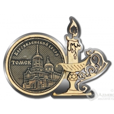 Магнит из бересты Томск-Богоявленский собор свеча серебро